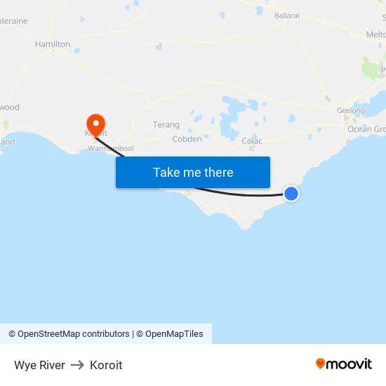 Wye River to Koroit map