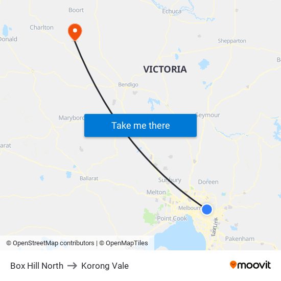 Box Hill North to Korong Vale map