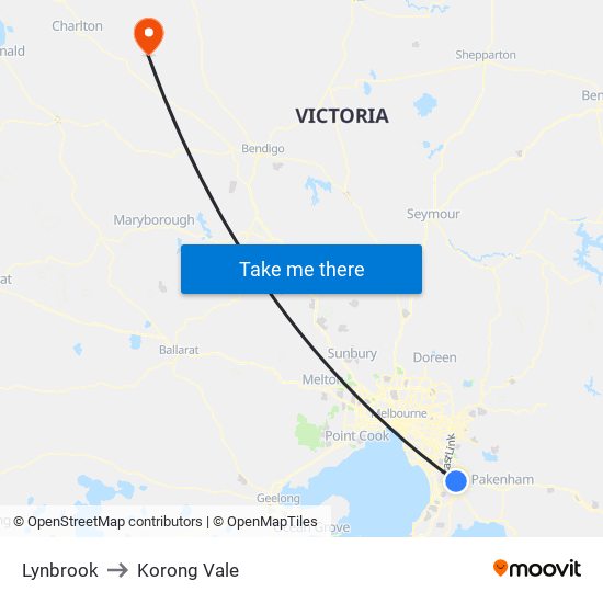 Lynbrook to Korong Vale map