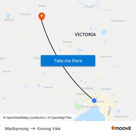 Maribyrnong to Korong Vale map