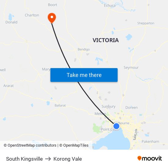 South Kingsville to Korong Vale map