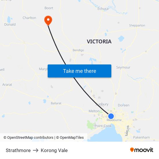 Strathmore to Korong Vale map