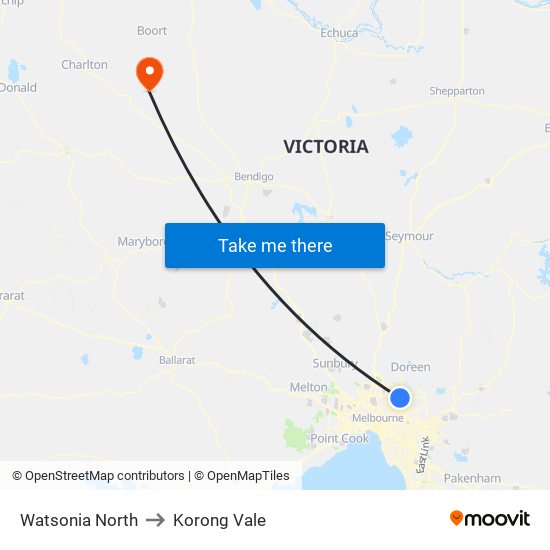 Watsonia North to Korong Vale map