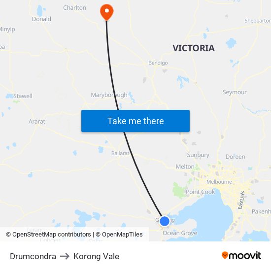 Drumcondra to Korong Vale map