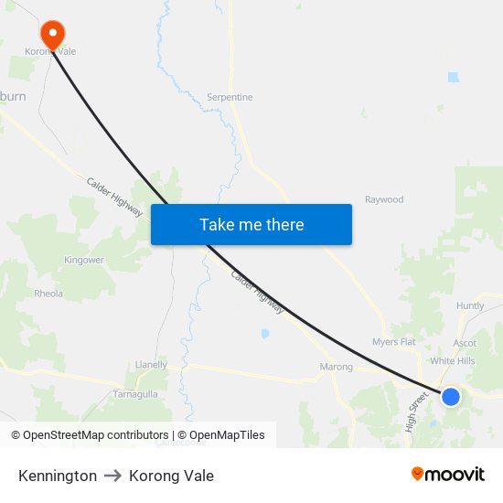 Kennington to Korong Vale map