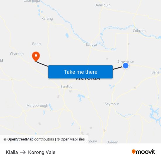 Kialla to Korong Vale map