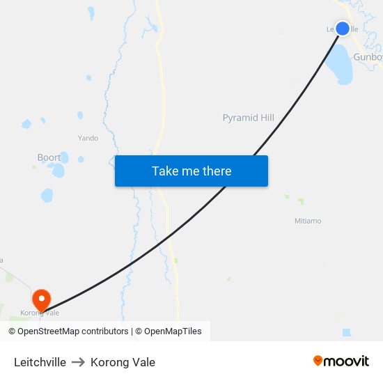 Leitchville to Korong Vale map