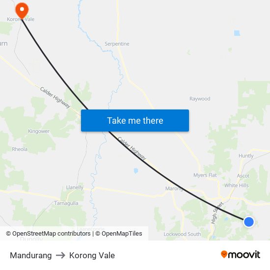 Mandurang to Korong Vale map