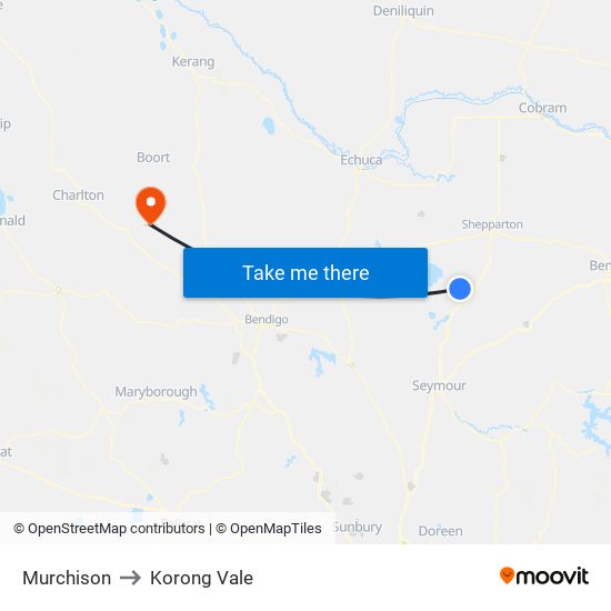 Murchison to Korong Vale map