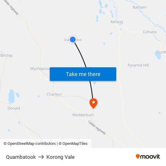 Quambatook to Korong Vale map