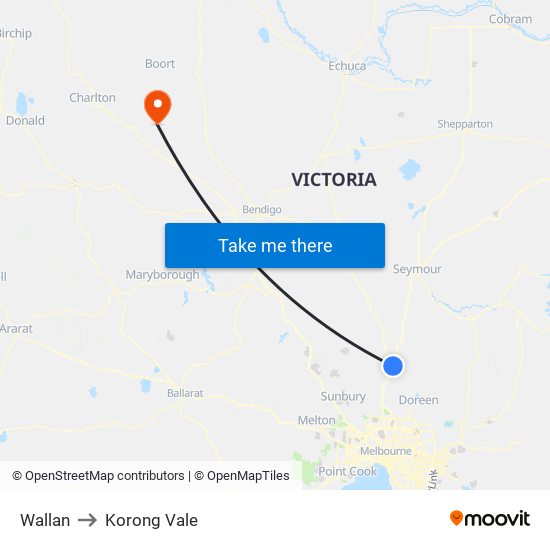 Wallan to Korong Vale map