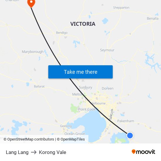 Lang Lang to Korong Vale map