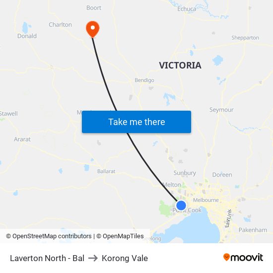 Laverton North - Bal to Korong Vale map
