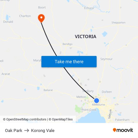 Oak Park to Korong Vale map