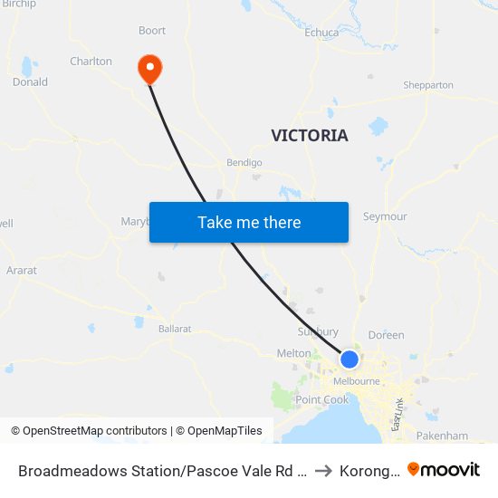 Broadmeadows Station/Pascoe Vale Rd (Broadmeadows) to Korong Vale map