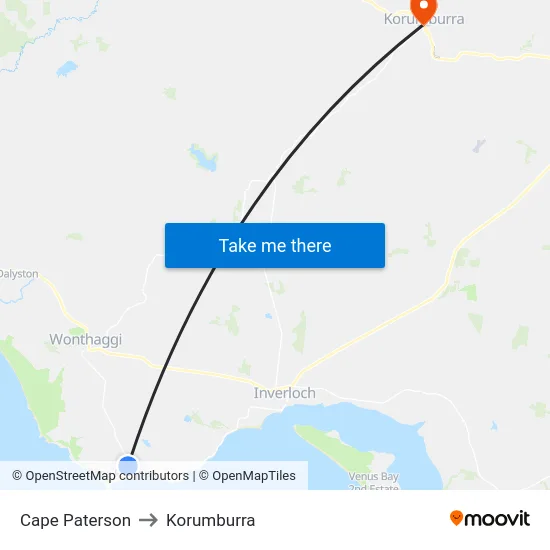 Cape Paterson to Korumburra map