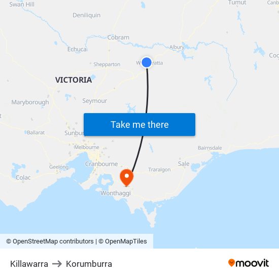 Killawarra to Korumburra map