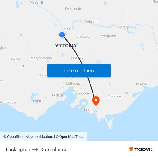 Lockington to Korumburra map