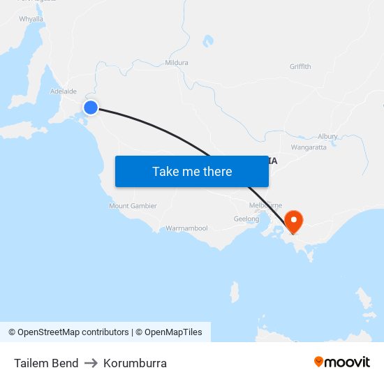 Tailem Bend to Korumburra map