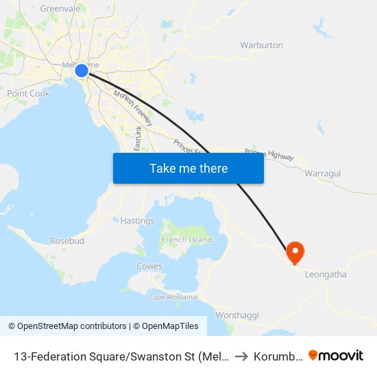 13-Federation Square/Swanston St (Melbourne City) to Korumburra map