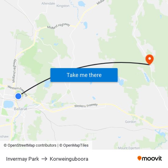 Invermay Park to Korweinguboora map
