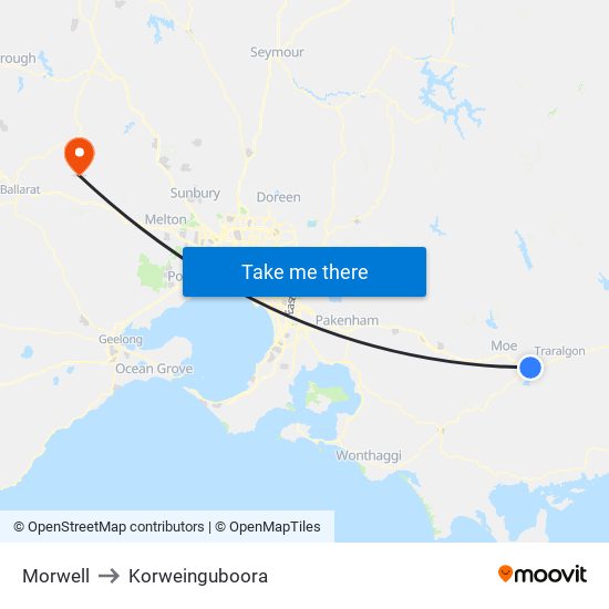 Morwell to Korweinguboora map