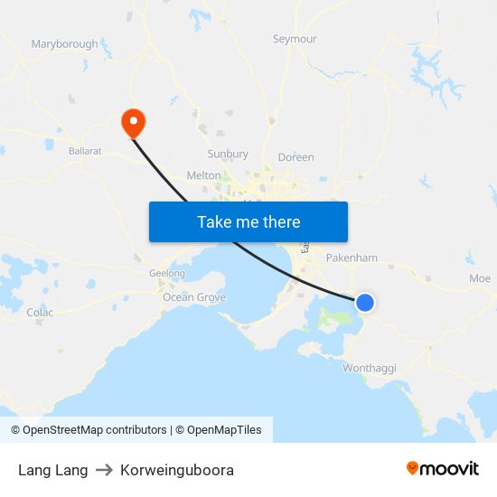 Lang Lang to Korweinguboora map