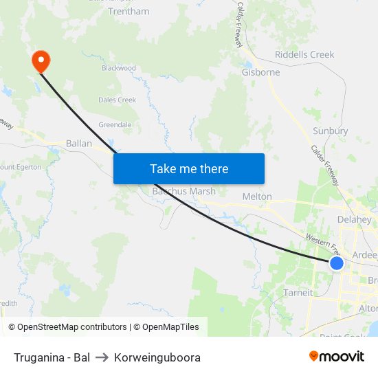 Truganina - Bal to Korweinguboora map