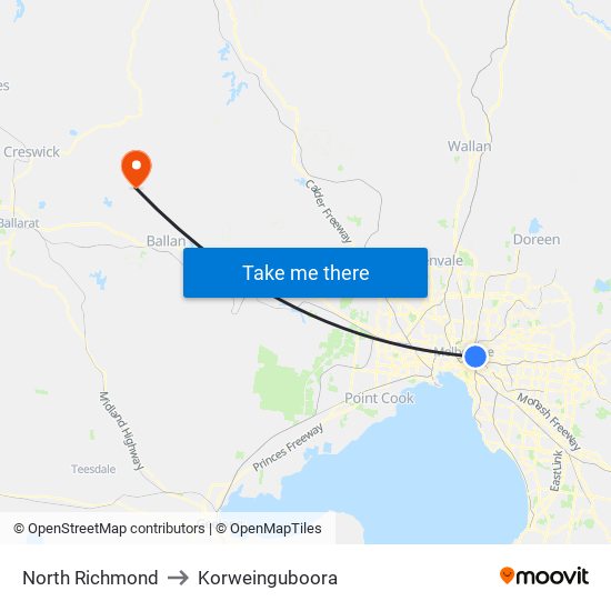 North Richmond to Korweinguboora map