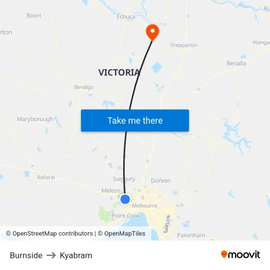 Burnside to Kyabram map