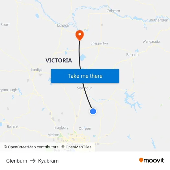 Glenburn to Kyabram map
