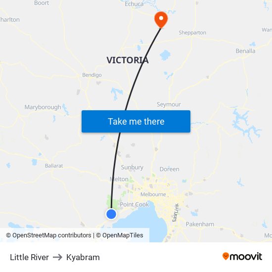 Little River to Kyabram map