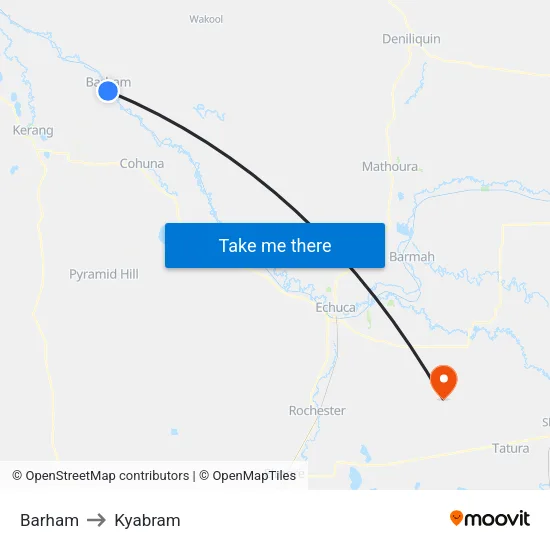 Barham to Kyabram map