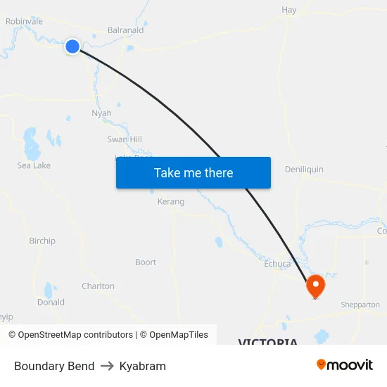 Boundary Bend to Kyabram map