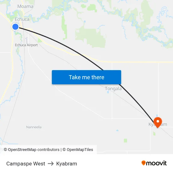 Campaspe West to Kyabram map