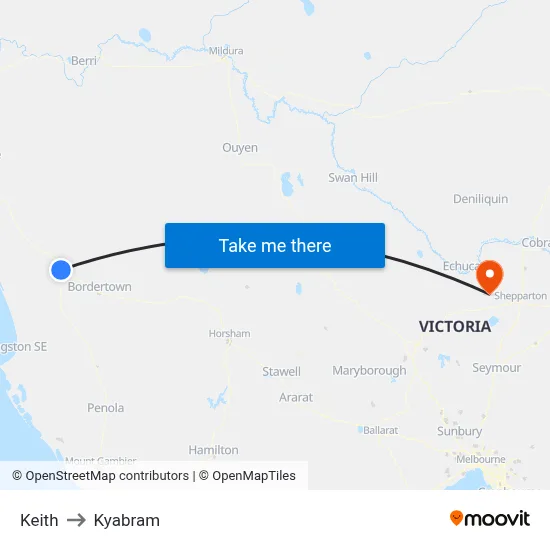 Keith to Kyabram map
