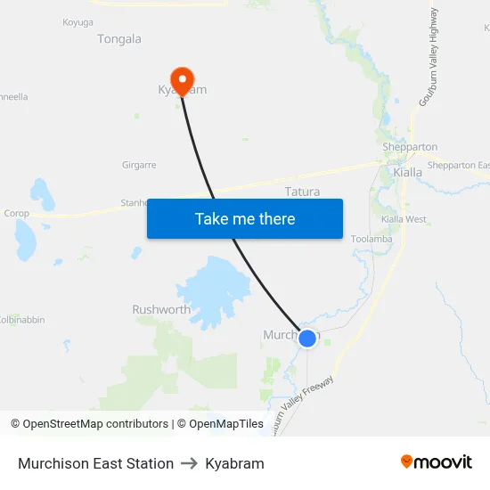Murchison East Station to Kyabram map