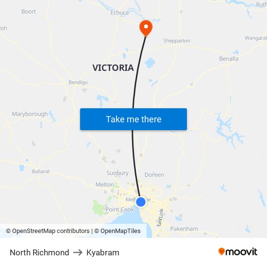 North Richmond to Kyabram map