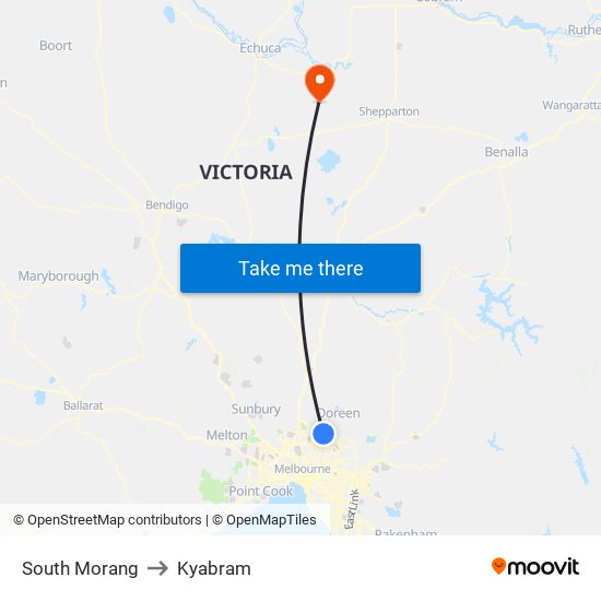 South Morang to Kyabram map