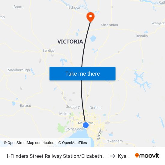 1-Flinders Street Railway Station/Elizabeth St (Melbourne City) to Kyabram map