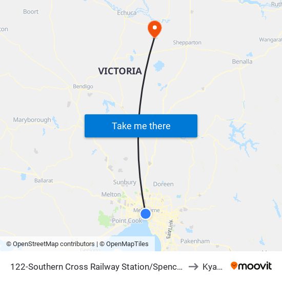 122-Southern Cross Railway Station/Spencer St (Melbourne City) to Kyabram map