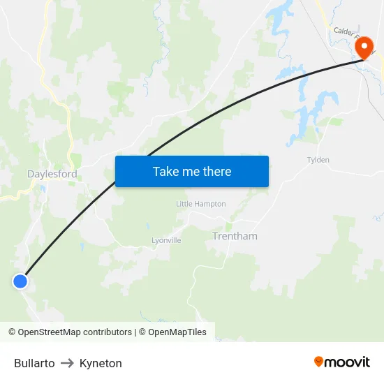 Bullarto to Kyneton map