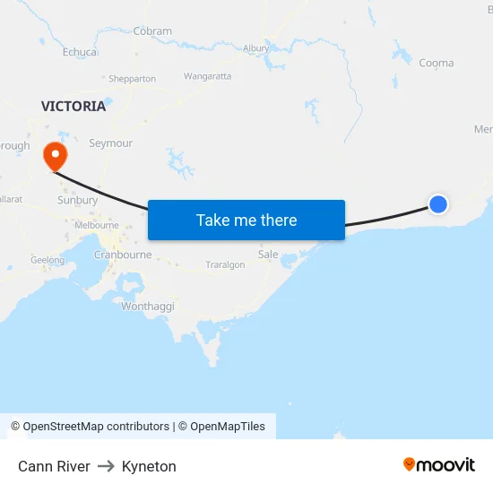 Cann River to Kyneton map