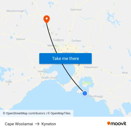 Cape Woolamai to Kyneton map