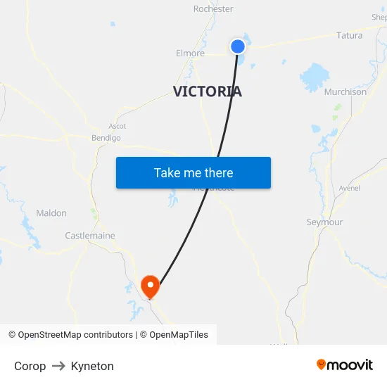 Corop to Kyneton map