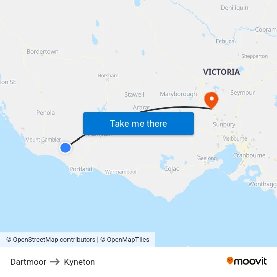 Dartmoor to Kyneton map