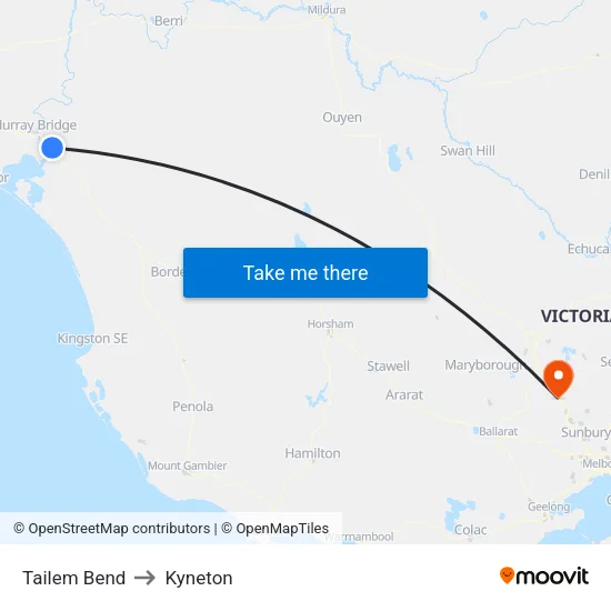 Tailem Bend to Kyneton map