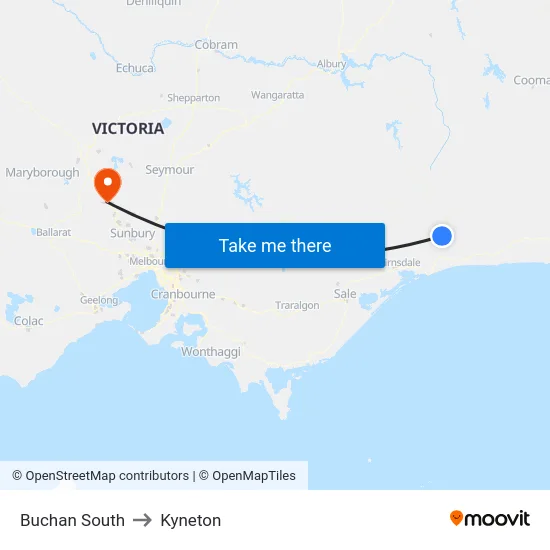 Buchan South to Kyneton map