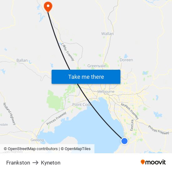 Frankston to Kyneton map