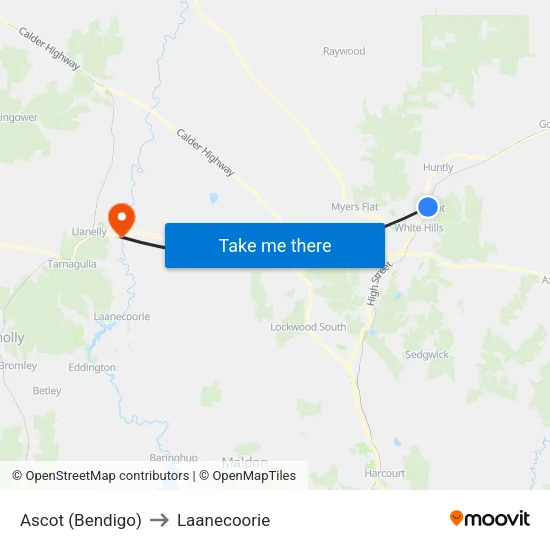 Ascot (Bendigo) to Laanecoorie map